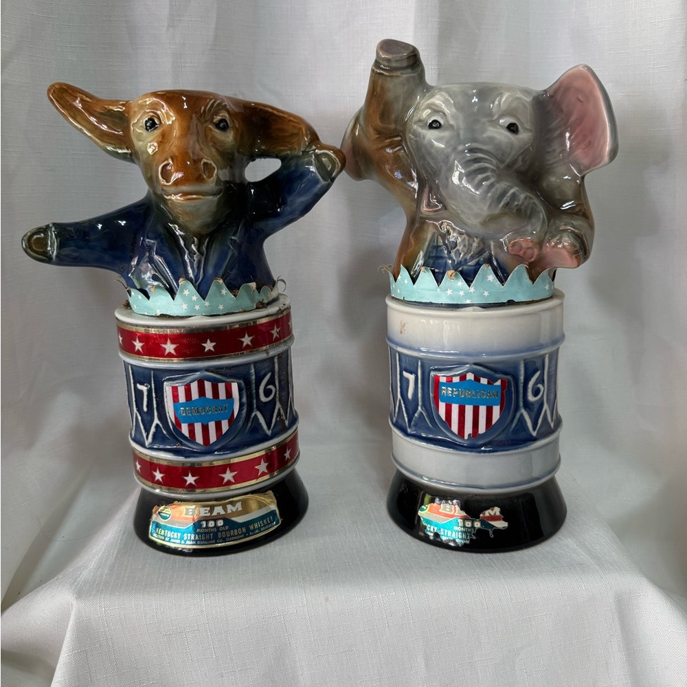 Ceramic Elephant and Donkey Figurines